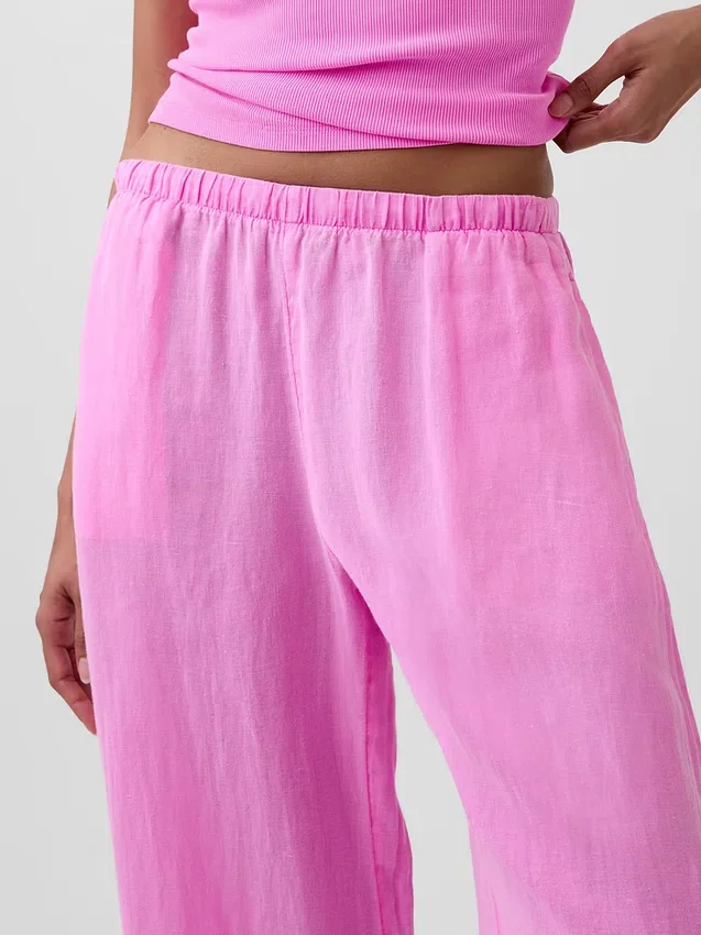 Pantalones holgados de mezcla de lino