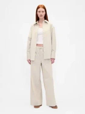 Pantalones holgados de pana de talle medio