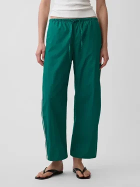 Pantalones holgados de popelín de algodón orgánico con rayas