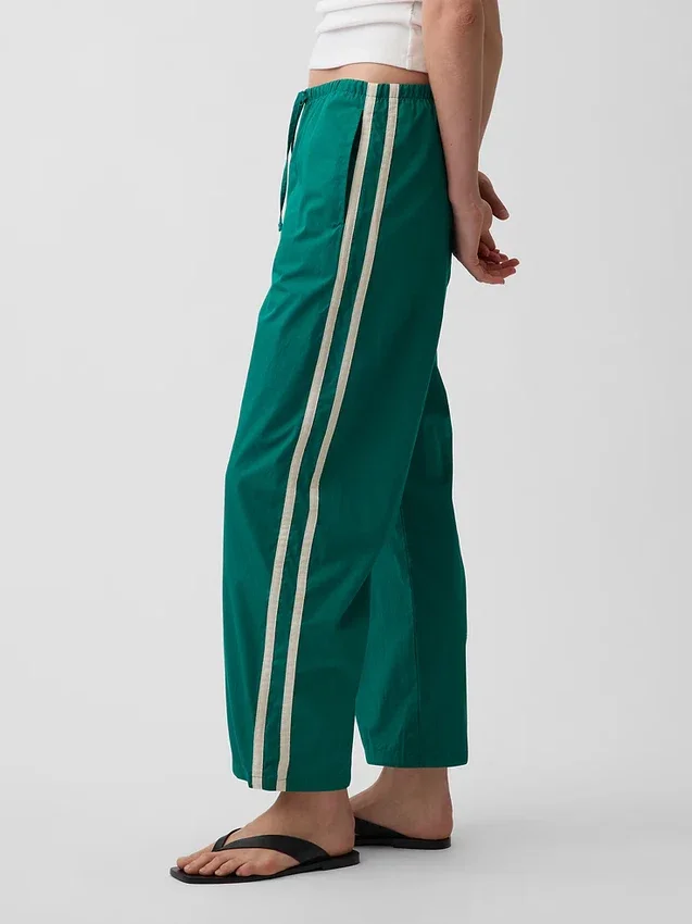 Pantalones holgados de popelín de algodón orgánico con rayas