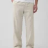 Pantalones holgados y ajustados de lino y algodón