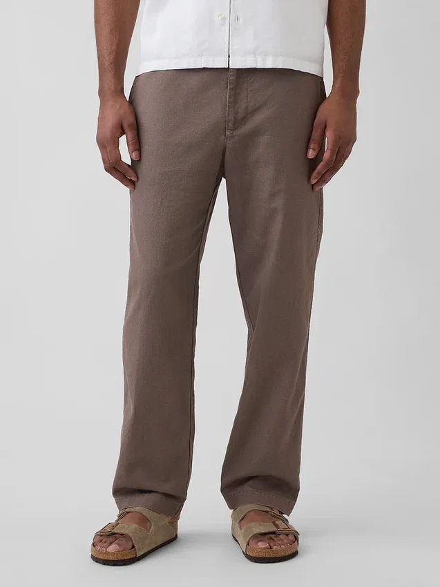 Pantalones holgados y ajustados de lino y algodón