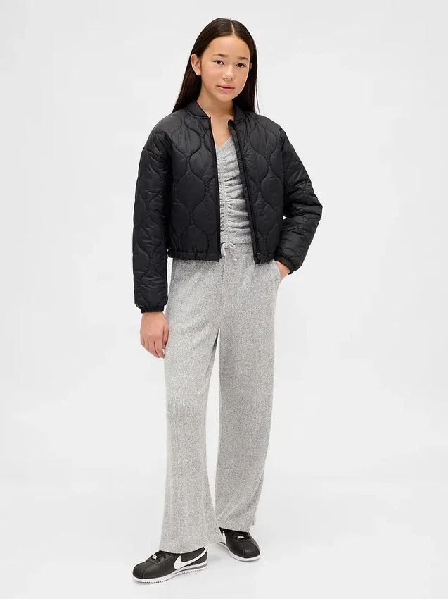 Pantalones infantiles de pierna ancha con canalé Softspun
