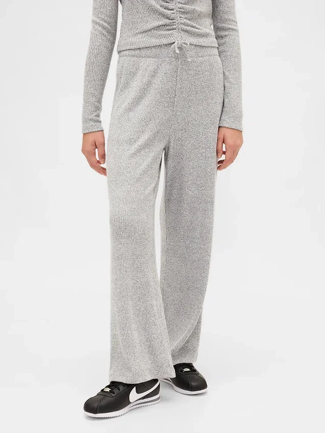 Pantalones infantiles de pierna ancha con canalé Softspun