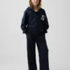 Pantalones infantiles holgados de punto waffle con pernera ancha