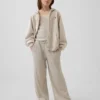 Pantalones infantiles holgados de punto waffle con pernera ancha