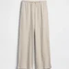 Pantalones infantiles holgados de punto waffle con pernera ancha