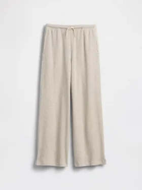 Pantalones infantiles holgados de punto waffle con pernera ancha