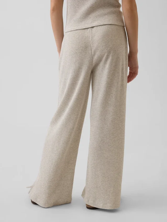Pantalones infantiles holgados de punto waffle con pernera ancha