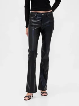 Pantalones largos y ajustados de cintura baja de cuero vegano reciclado