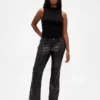 Pantalones largos y ajustados de cintura baja de cuero vegano reciclado