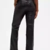 Pantalones largos y ajustados de cintura baja de cuero vegano reciclado