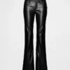 Pantalones largos y ajustados de cintura baja de cuero vegano reciclado