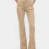 Pantalones largos y ajustados de sarga de talle bajo