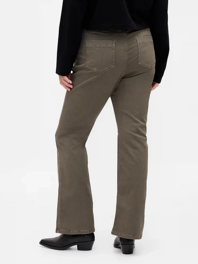 Pantalones largos y ajustados de sarga de talle bajo
