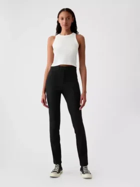 Pantalones pitillo de doble tejido de talle alto