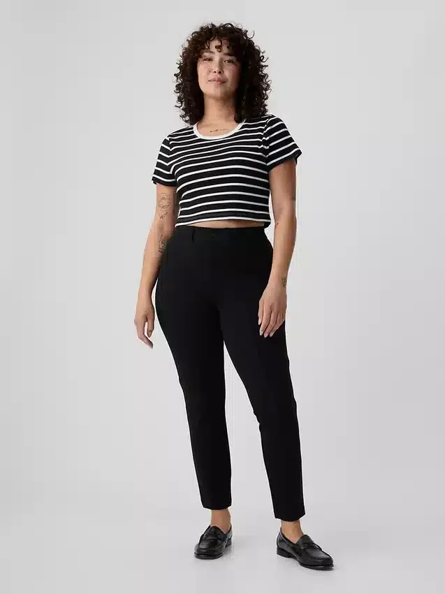 Pantalones pitillo de doble tejido de talle alto