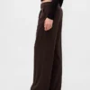 Pantalones plisados de sarga cepillada de talle bajo 365