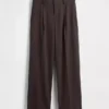 Pantalones plisados de sarga cepillada de talle bajo 365
