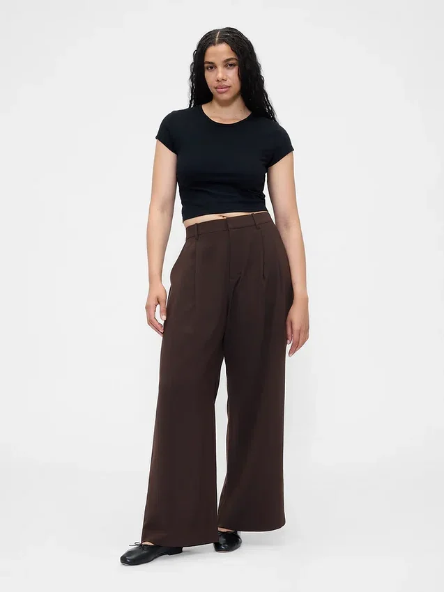Pantalones plisados de talle alto 365