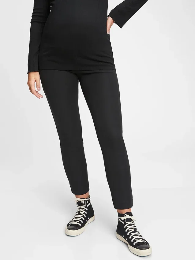 Pantalones premamá con panel completo y tejido elástico en dos direcciones