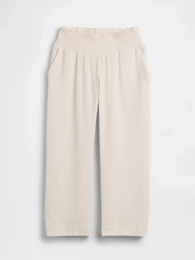 Pantalones premamá de gasa de algodón con panel completo