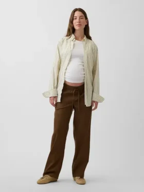 Pantalones premamá de sarga por debajo del vientre