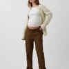 Pantalones premamá de sarga por debajo del vientre