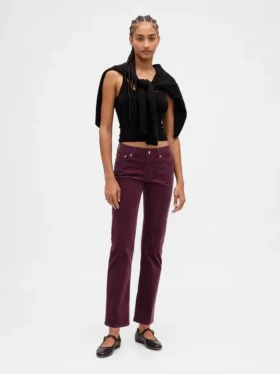 Pantalones rectos ajustados de pana de talle bajo estilo años 90