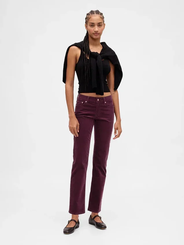 Pantalones rectos ajustados de pana de talle bajo estilo años 90