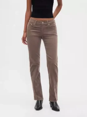Pantalones rectos ajustados de pana de talle bajo estilo años 90