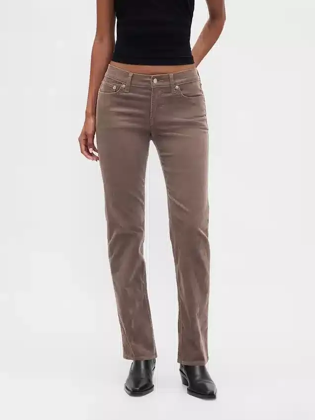 Pantalones rectos ajustados de pana de talle bajo estilo años 90