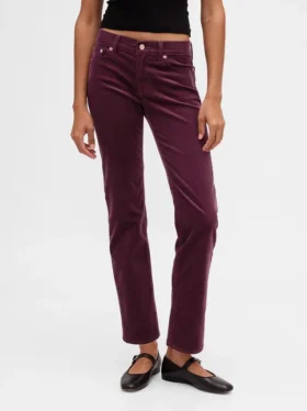 Pantalones rectos ajustados de pana de talle bajo estilo años 90