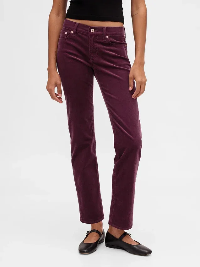 Pantalones rectos ajustados de pana de talle bajo estilo años 90
