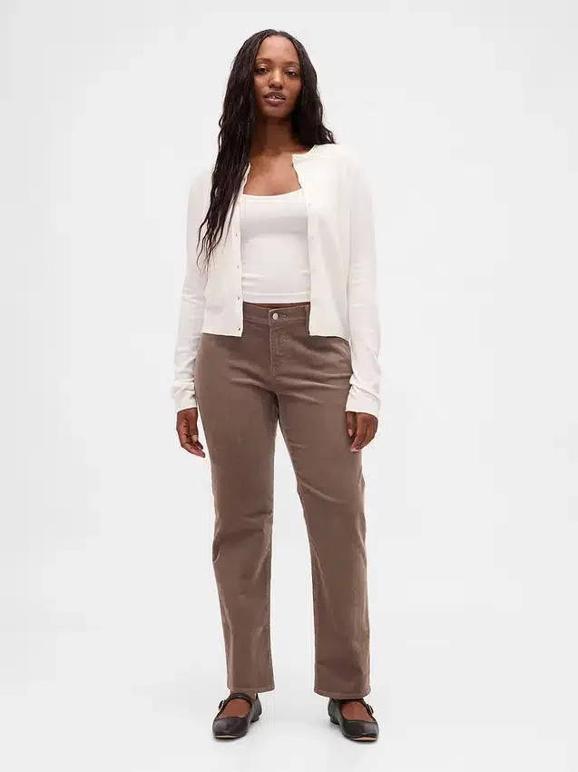 Pantalones rectos ajustados de pana de talle bajo estilo años 90