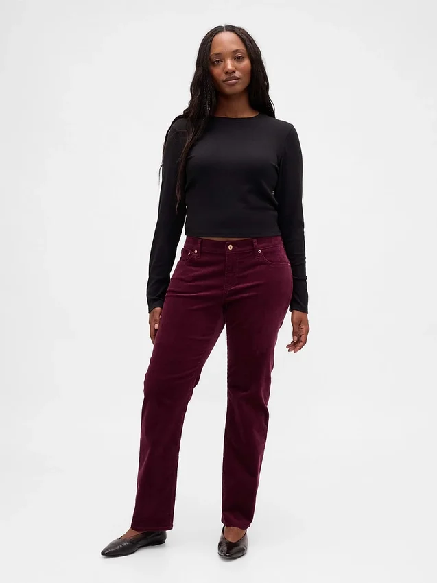 Pantalones rectos ajustados de pana de talle bajo estilo años 90