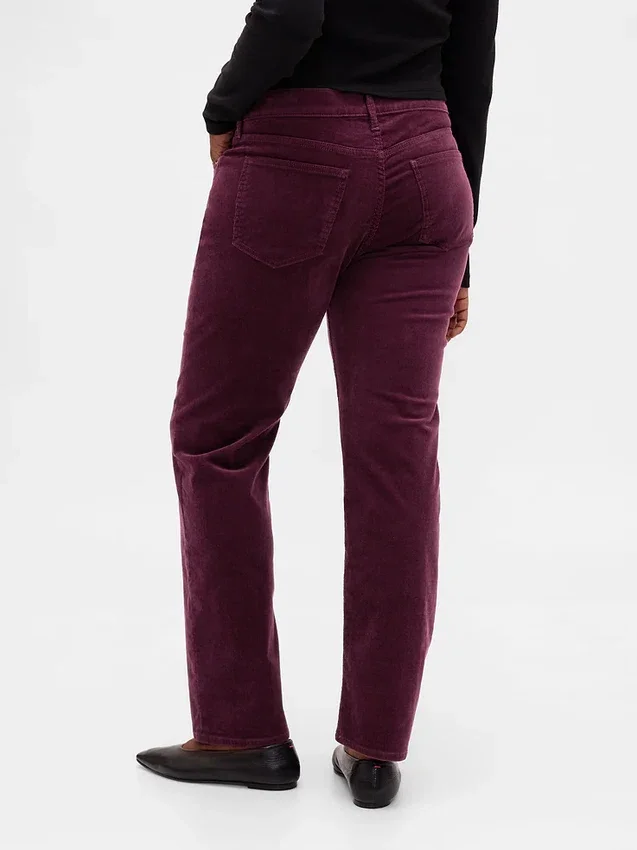 Pantalones rectos ajustados de pana de talle bajo estilo años 90