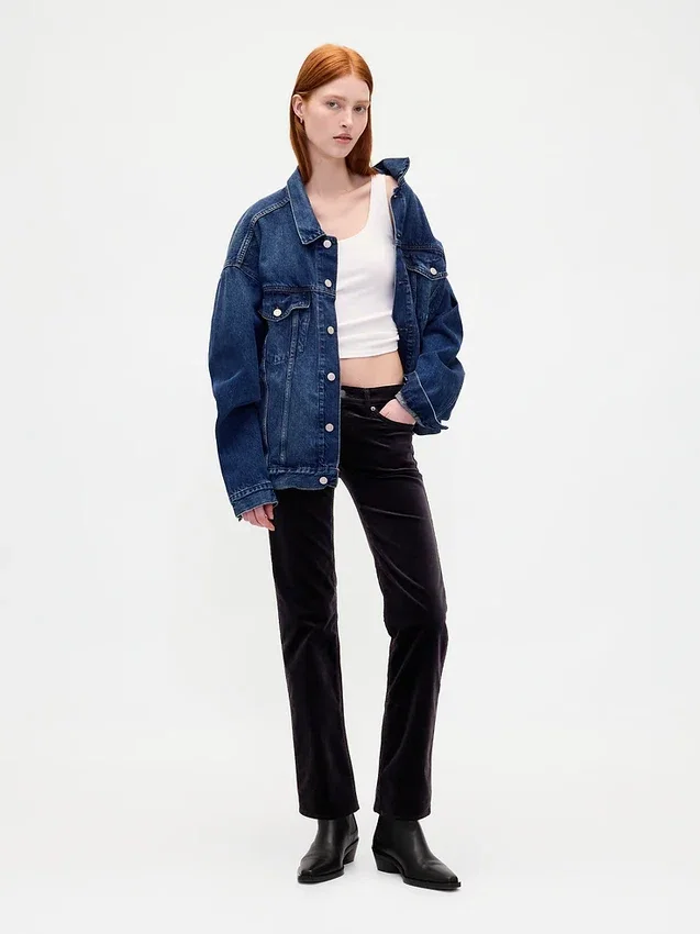 Pantalones rectos ajustados de terciopelo de talle bajo estilo años 90
