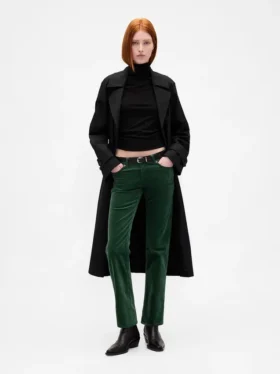 Pantalones rectos ajustados de terciopelo de talle bajo estilo años 90