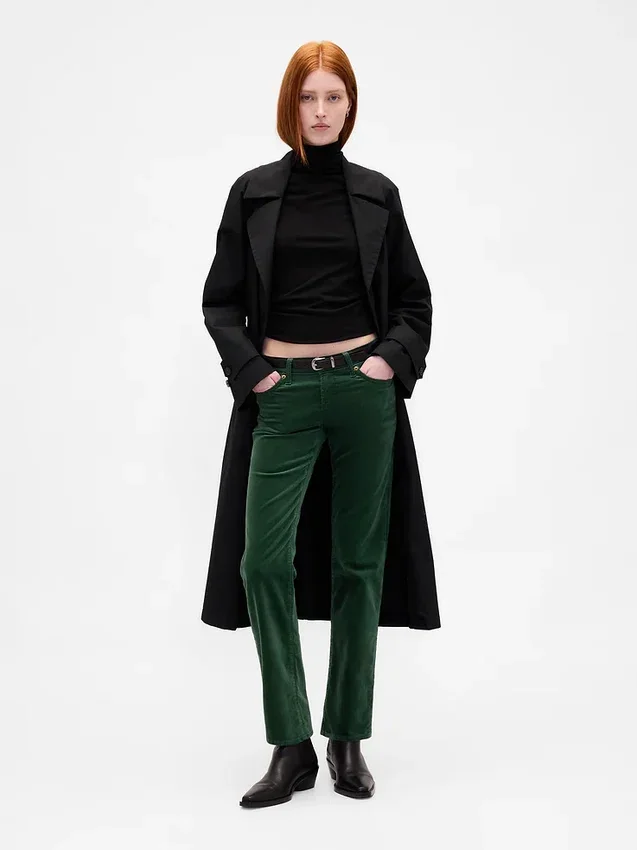 Pantalones rectos ajustados de terciopelo de talle bajo estilo años 90