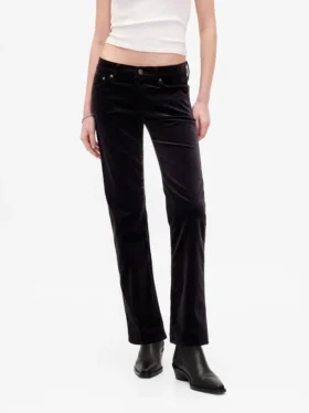 Pantalones rectos ajustados de terciopelo de talle bajo estilo años 90