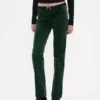 Pantalones rectos ajustados de terciopelo de talle bajo estilo años 90