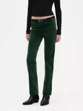 Pantalones rectos ajustados de terciopelo de talle bajo estilo años 90