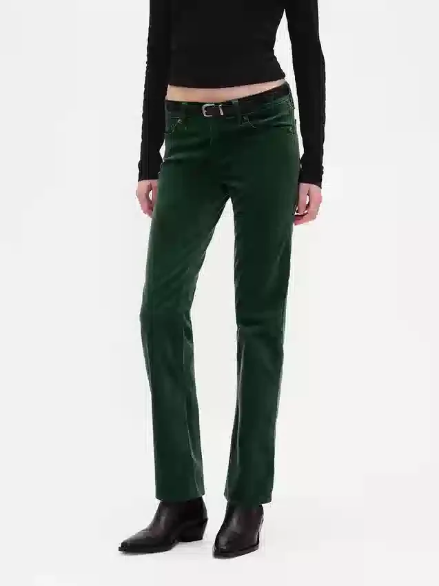 Pantalones rectos ajustados de terciopelo de talle bajo estilo años 90