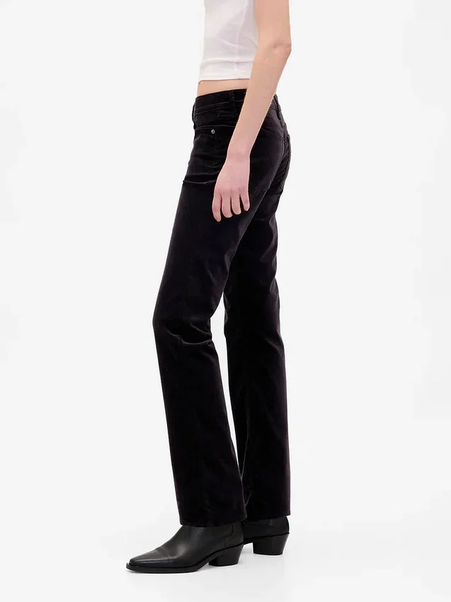 Pantalones rectos ajustados de terciopelo de talle bajo estilo años 90