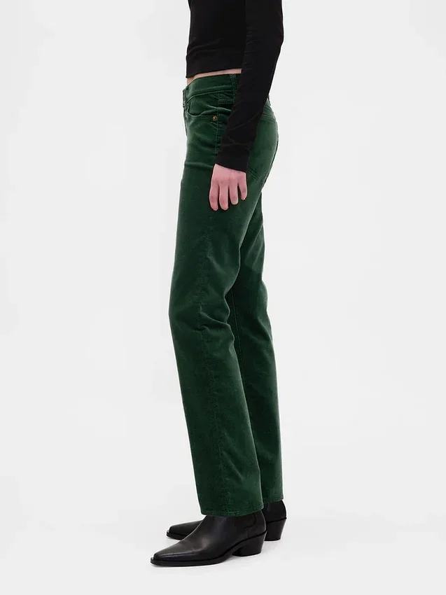 Pantalones rectos ajustados de terciopelo de talle bajo estilo años 90