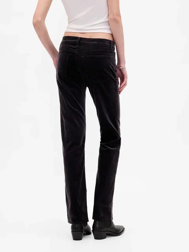 Pantalones rectos ajustados de terciopelo de talle bajo estilo años 90