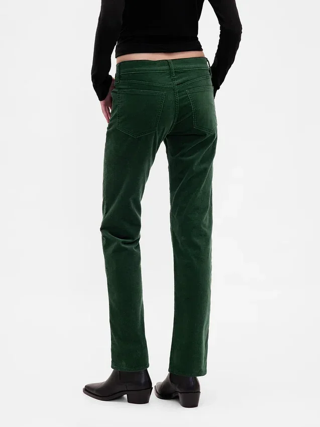 Pantalones rectos ajustados de terciopelo de talle bajo estilo años 90