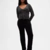 Pantalones rectos ajustados de terciopelo de talle bajo estilo años 90