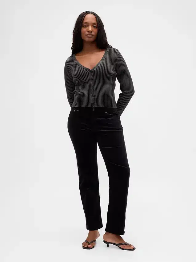 Pantalones rectos ajustados de terciopelo de talle bajo estilo años 90